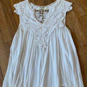 White lace cap-sleeve babydoll top